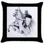 templar on rearing horse Throw Pillow Case (Black)