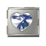 Blue Space 2 Mega Link Heart Italian Charm (18mm)