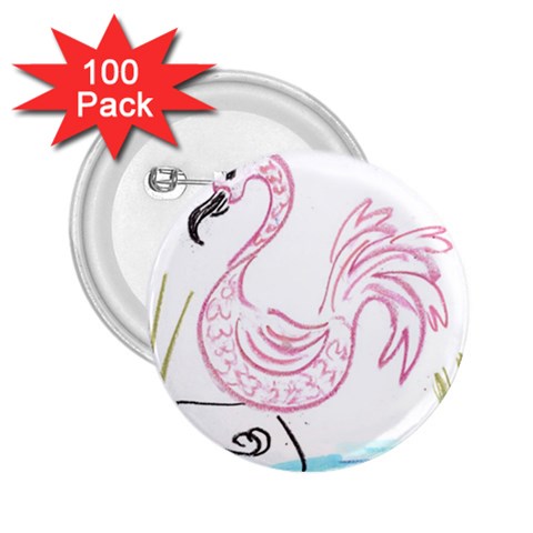 Pink Flamingo 2.25  Button (100 pack) from UrbanLoad.com Front
