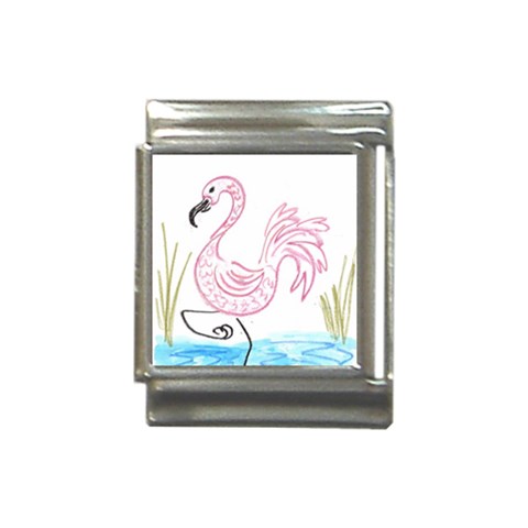 Pink Flamingo Italian Charm (13mm) from UrbanLoad.com Front