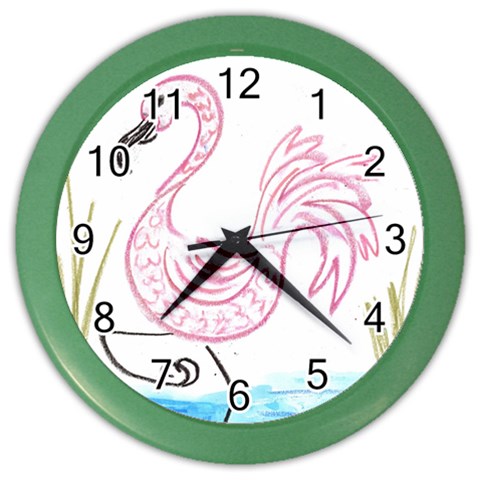 Pink Flamingo Color Wall Clock from UrbanLoad.com Front