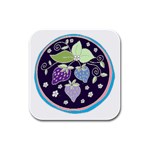 Strawberries on Lilac Rubber Square Coaster (4 pack)