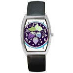 Strawberries on Lilac Barrel Style Metal Watch