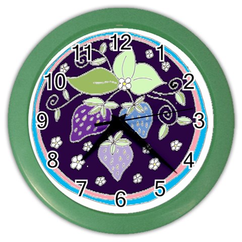 Strawberries on Lilac Color Wall Clock from UrbanLoad.com Front