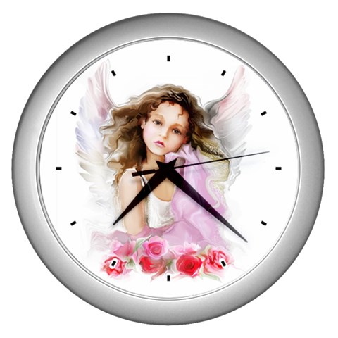 Angel Girl Wall Clock (Silver) from UrbanLoad.com Front