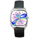 Colorful Dragonfly Square Metal Watch