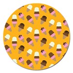 Ice cream on an orange background pattern                                                             Magnet 5  (Round)