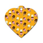 Ice cream on an orange background pattern                                                             Dog Tag Heart (One Side)