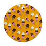 Ice cream on an orange background pattern                                                             Ornament (Round)