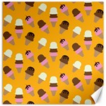 Ice cream on an orange background pattern                                                             Canvas 16  x 16 