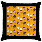 Ice cream on an orange background pattern                                                             Throw Pillow Case (Black)