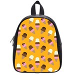 Ice cream on an orange background pattern                                                             School Bag (Small)