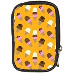 Ice cream on an orange background pattern                                                             Compact Camera Leather Case