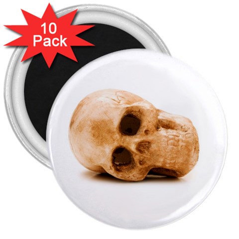 White Skull 3  Magnet (10 pack) from UrbanLoad.com Front