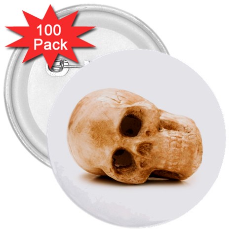 White Skull 3  Button (100 pack) from UrbanLoad.com Front
