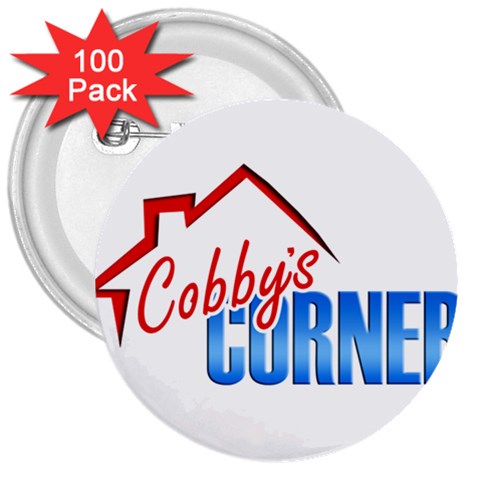 CobbysCorner Logo 10x10 3  Button (100 pack) from UrbanLoad.com Front