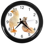 Kitten in an egg with chick Wall Clock (Black)