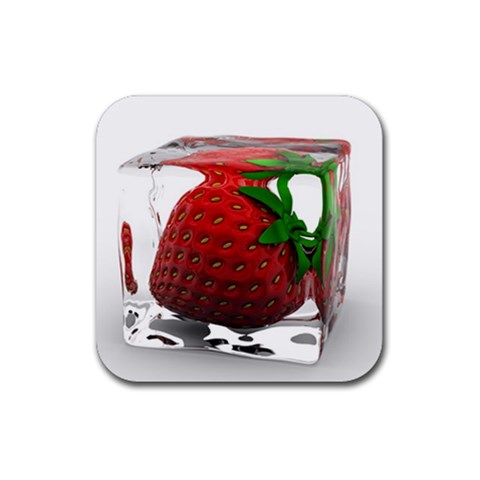 Strawberry Ice cube Rubber Coaster (Square) from UrbanLoad.com Front