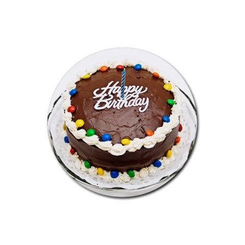 Birthday Cake Rubber Coaster (Round) from UrbanLoad.com Front