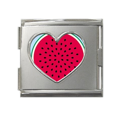 watermelon Mega Link Heart Italian Charm (18mm) from UrbanLoad.com Front