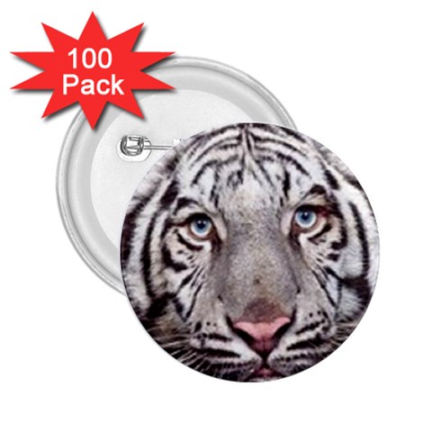 white tiger 2.25  Button (100 pack) from UrbanLoad.com Front