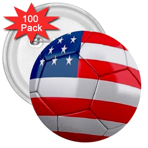 usa soccer 3  Button (100 pack) from UrbanLoad.com Front