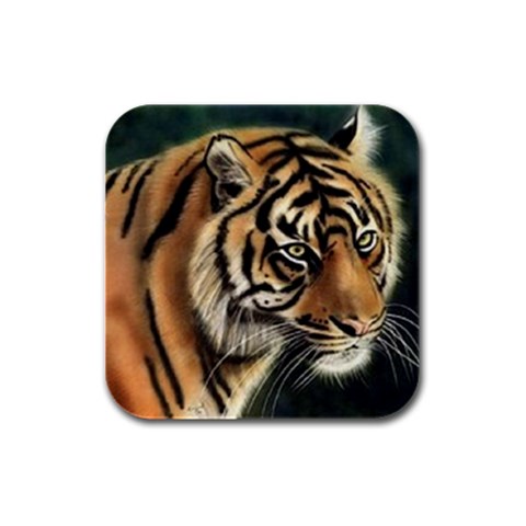 tiger Rubber Square Coaster (4 pack) from UrbanLoad.com Front