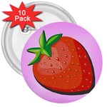 strawberry 3  Button (10 pack)