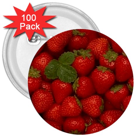 strawberries 3  Button (100 pack) from UrbanLoad.com Front