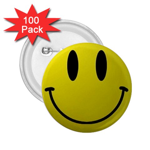 smiley face 2.25  Button (100 pack) from UrbanLoad.com Front