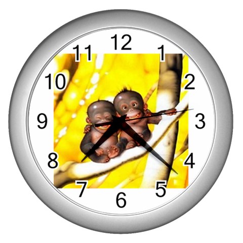 monkeys Wall Clock (Silver) from UrbanLoad.com Front
