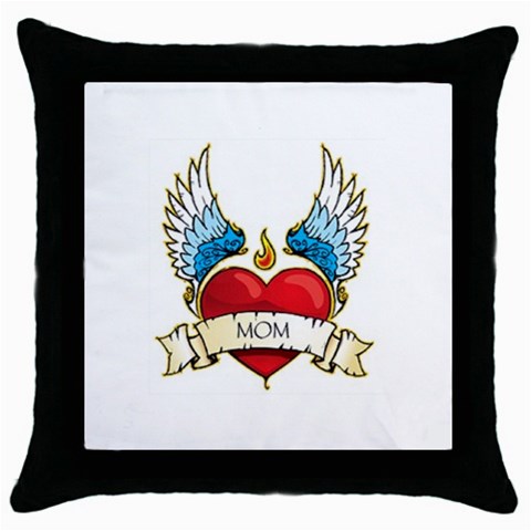 mom tattoo Throw Pillow Case (Black) from UrbanLoad.com Front
