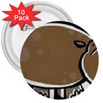 hippo 3  Button (10 pack)