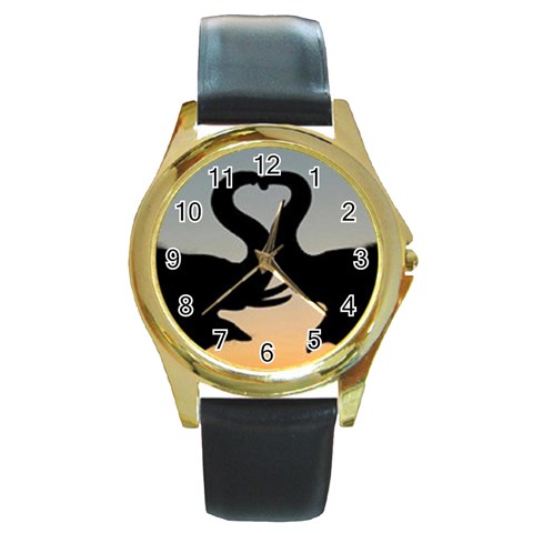 elephants Round Gold Metal Watch from UrbanLoad.com Front