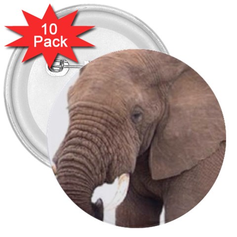 elephant 3  Button (10 pack) from UrbanLoad.com Front