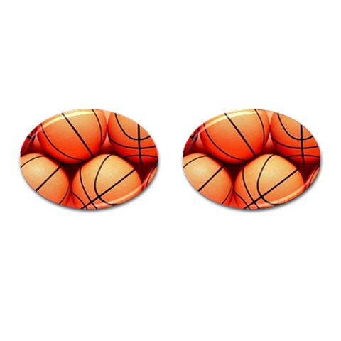 basketballs Cufflinks (Oval) from UrbanLoad.com Front(Pair)