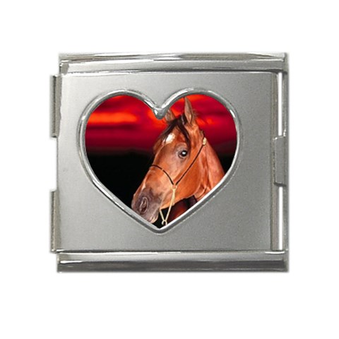 arabian horse Mega Link Heart Italian Charm (18mm) from UrbanLoad.com Front