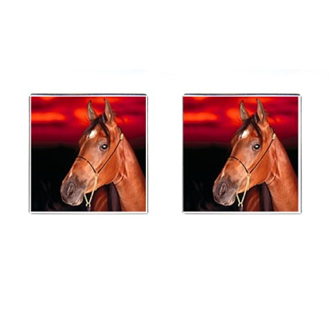 arabian horse Cufflinks (Square) from UrbanLoad.com Front(Pair)