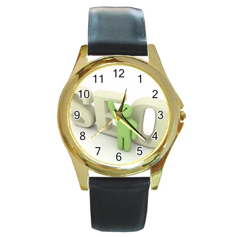 seo Round Gold Metal Watch from UrbanLoad.com Front