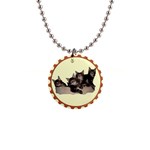 Maine coone kittens 1  Button Necklace