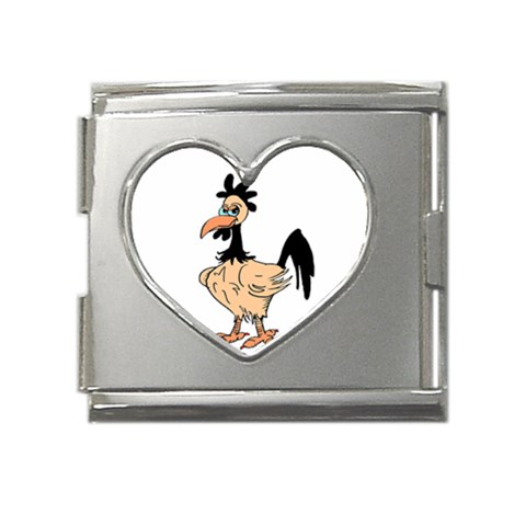 Rooster Mega Link Heart Italian Charm (18mm) from UrbanLoad.com Front