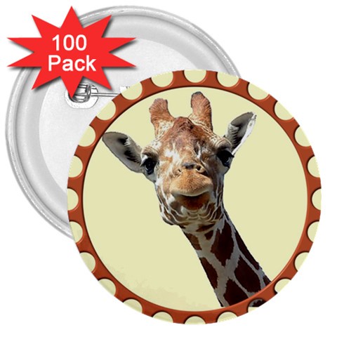 Giraffe 3  Button (100 pack) from UrbanLoad.com Front