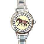 Mare n foal Round Italian Charm Watch