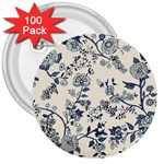 Blue Vintage Background, Blue Roses Patterns 3  Buttons (100 pack) 