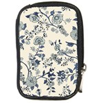 Blue Vintage Background, Blue Roses Patterns Compact Camera Leather Case