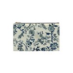 Blue Vintage Background, Blue Roses Patterns Cosmetic Bag (Small)