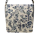 Blue Vintage Background, Blue Roses Patterns Flap Closure Messenger Bag (L)