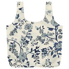 Blue Vintage Background, Blue Roses Patterns Full Print Recycle Bag (XXL) from UrbanLoad.com Back