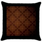 Brown Floral Pattern Floral Vintage Pattern, Brown Vintage Throw Pillow Case (Black)