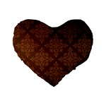 Brown Floral Pattern Floral Vintage Pattern, Brown Vintage Standard 16  Premium Heart Shape Cushions